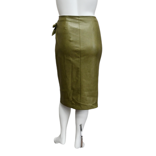 Olive Green Vegan Leather Wrap Skirt