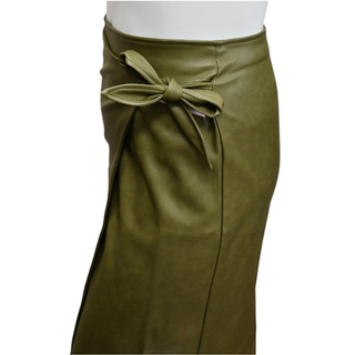 7 FOR ALL MANKIND | Olive Green Vegan Leather Wrap Skirt