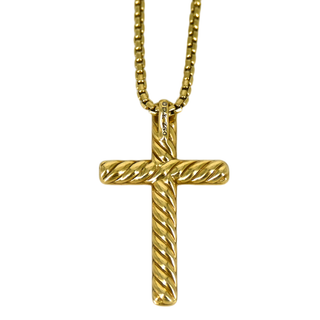 Pave Diamond Cable Cross Necklace