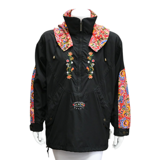 Floral Print Trim Rain Coat