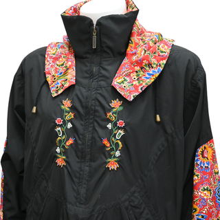 POWDER HORN | Floral Print Trim Rain Coat