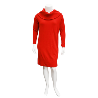 Red Cowl Neck Knit Dress