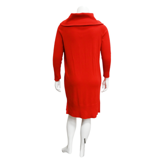 Red Cowl Neck Knit Dress