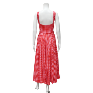 Gingham Square-Neck Wool Dress