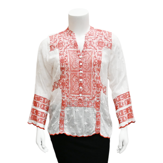 White & Red Embroidered Whisper Tunic