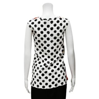 DOLCE & GABBANA | Red Floral & Polka Dot Crepe Sleeveless Blouse