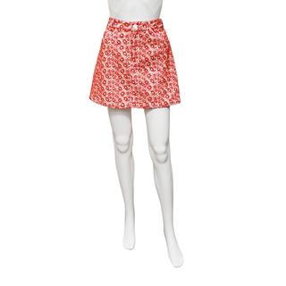 ROHE | Raspberry Red Embroidered Floral Skirt