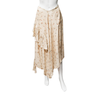 PREEN | Beige Jacquard Floral Ruffled Skirt