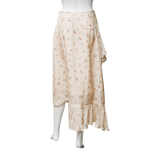 PREEN | Beige Jacquard Floral Ruffled Skirt