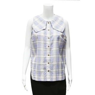 Violet Check Persian Sleeveless Blouse