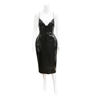 ALEX PERRY | Hunter Black Vinyl Midi Dress