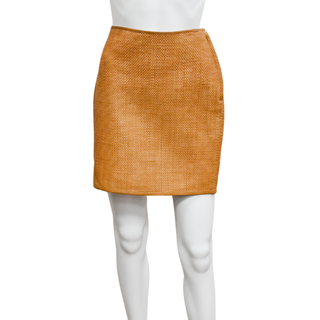 RALPH LAUREN | Tan Woven Leather Mini Skirt