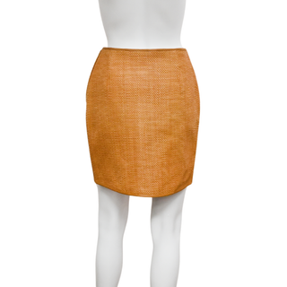 RALPH LAUREN | Tan Woven Leather Mini Skirt