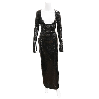 16ARLINGTON | Solaria Black Sequin Midi Dress