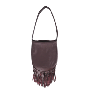 CREATURES OF COMFORT | Plum Leather Fringe Shoulder Bag