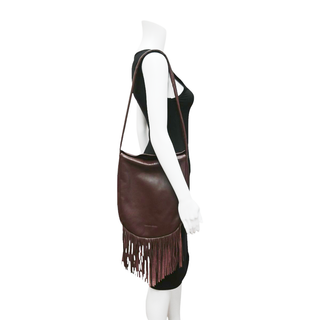 CREATURES OF COMFORT | Plum Leather Fringe Shoulder Bag