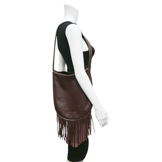 CREATURES OF COMFORT | Plum Leather Fringe Shoulder Bag