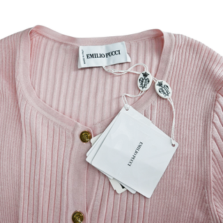 EMILIO PUCCI | Light Pink Rib-Knit Cardigan