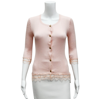 EMILIO PUCCI | Light Pink Rib-Knit Cardigan