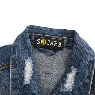 SOJARA | Distressed Denim Band Jacket