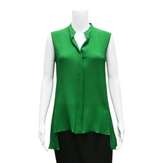 AKRIS | Green Crepe Pleated Blouse