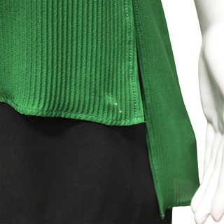 AKRIS | Green Crepe Pleated Blouse