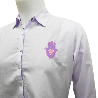 ROMI BASHA | Lavender Embroidered Hamsa Blouse