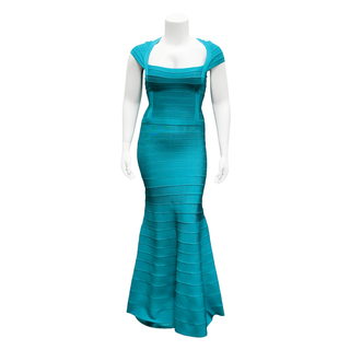 HERVE LEGER | Lora Turquoise Bandage Maxi Dress