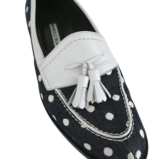 MANOLO BLAHNIK | Denim Polka-Dot Loafers