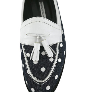 MANOLO BLAHNIK | Denim Polka-Dot Loafers