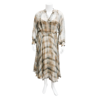 BRUNELLO CUCINELLI | Sheer Plaid Print Shirt Dress