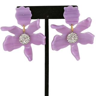 Lavender Small Crystal Lily Earrings