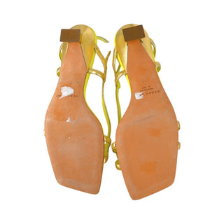 DEREK LAM | Gold Metallic Leather Kitten Sandal Heels