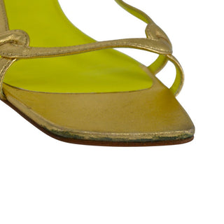 DEREK LAM | Gold Metallic Leather Kitten Sandal Heels