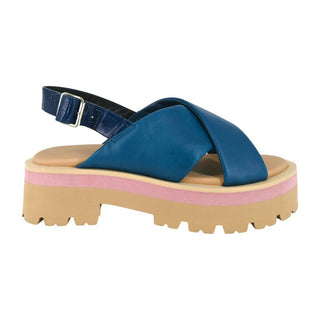 PAUL SMITH | Logan Blue Crisscross Leather Sandals