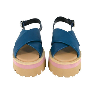 PAUL SMITH | Logan Blue Crisscross Leather Sandals