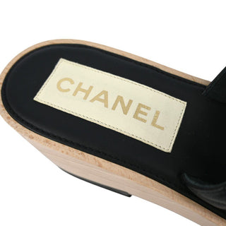 CHANEL | CC Quilted Leather Slide Wedges