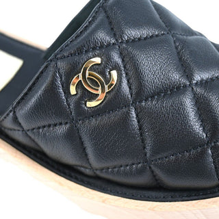 CHANEL | CC Quilted Leather Slide Wedges