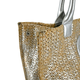 TORY BURCH | Ella Woven Metallic Tote Bag