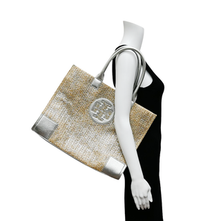 TORY BURCH | Ella Woven Metallic Tote Bag