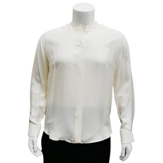 THE ROW | Ivory Collarless Button-Up Blouse