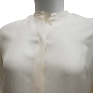 Ivory Collarless Button-Up Blouse