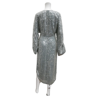 SALLY LAPOINTE | Steel Blue Sequin Midi Dress