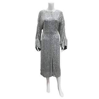 SALLY LAPOINTE | Steel Blue Sequin Midi Dress