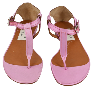 LANVIN | Pink Satin T-Strap Sandals
