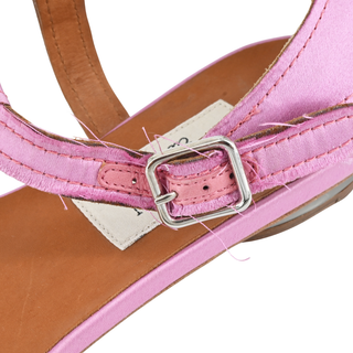 LANVIN | Pink Satin T-Strap Sandals