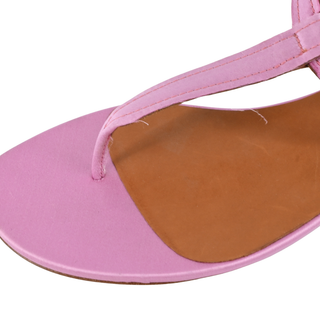 LANVIN | Pink Satin T-Strap Sandals
