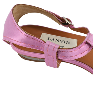 LANVIN | Pink Satin T-Strap Sandals