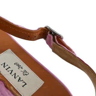 LANVIN | Pink Satin T-Strap Sandals