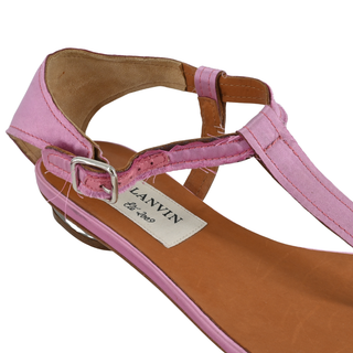 LANVIN | Pink Satin T-Strap Sandals